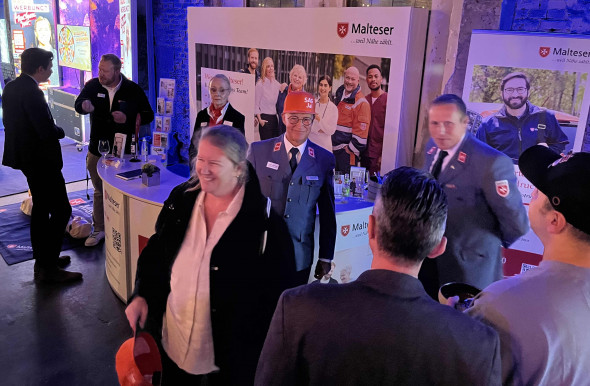 Die Präsentation des Malteser Hilfsdienstes beim Netzwerktreffen im Gare du Neuss war unübersehbar.